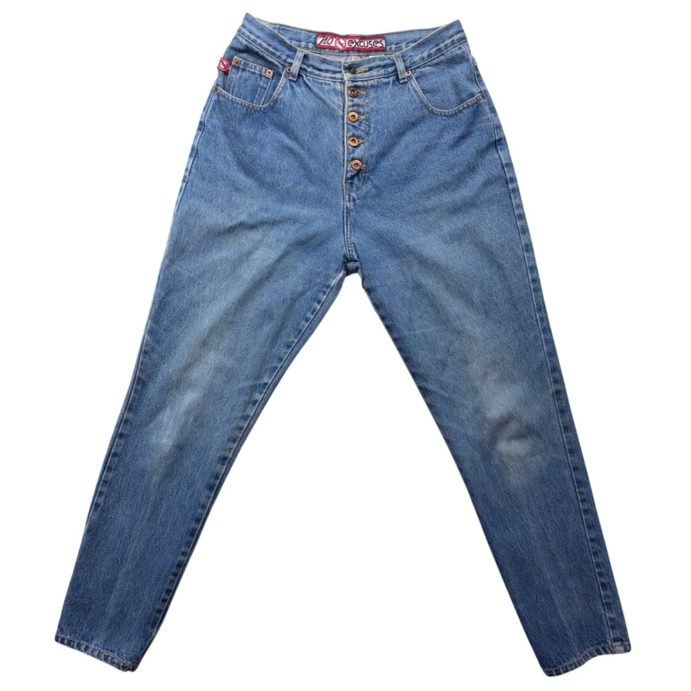 Vintage No Excuses Womens High Waisted Button Fly Tapered Leg Jeans Size 13/14